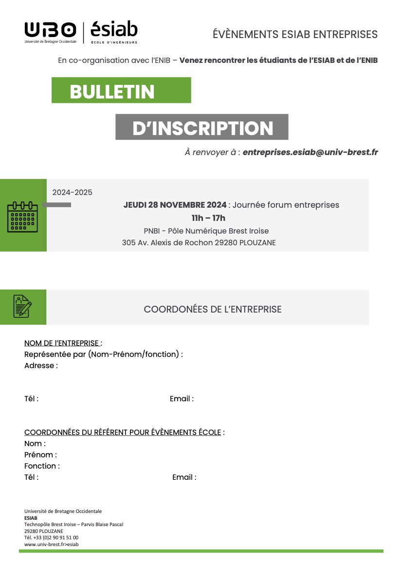 Bulletin d'Inscription