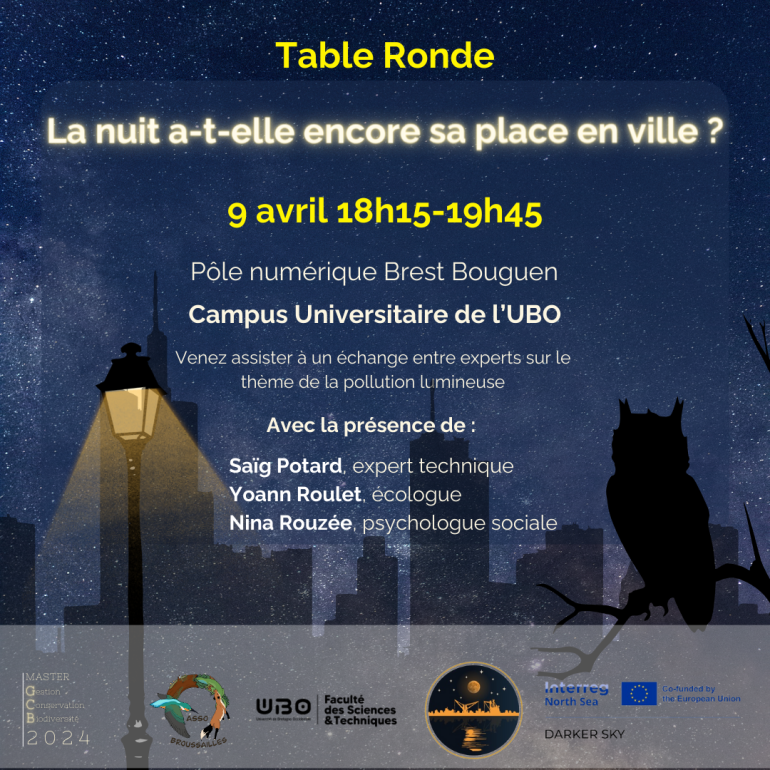 Affiche pour la table-ronde "La nuit a-t-elle encore sa place en ville ?"