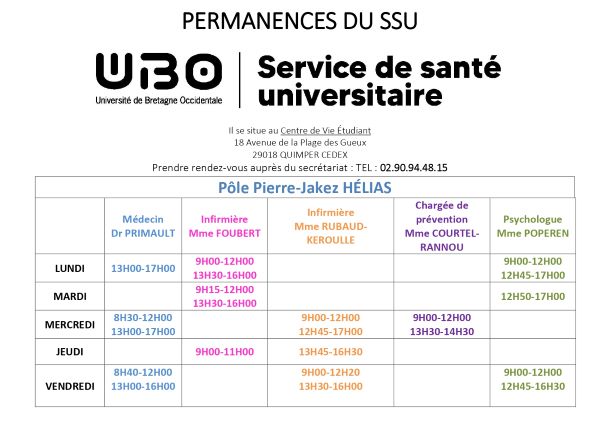 Planning des permanences SSE 2024-25